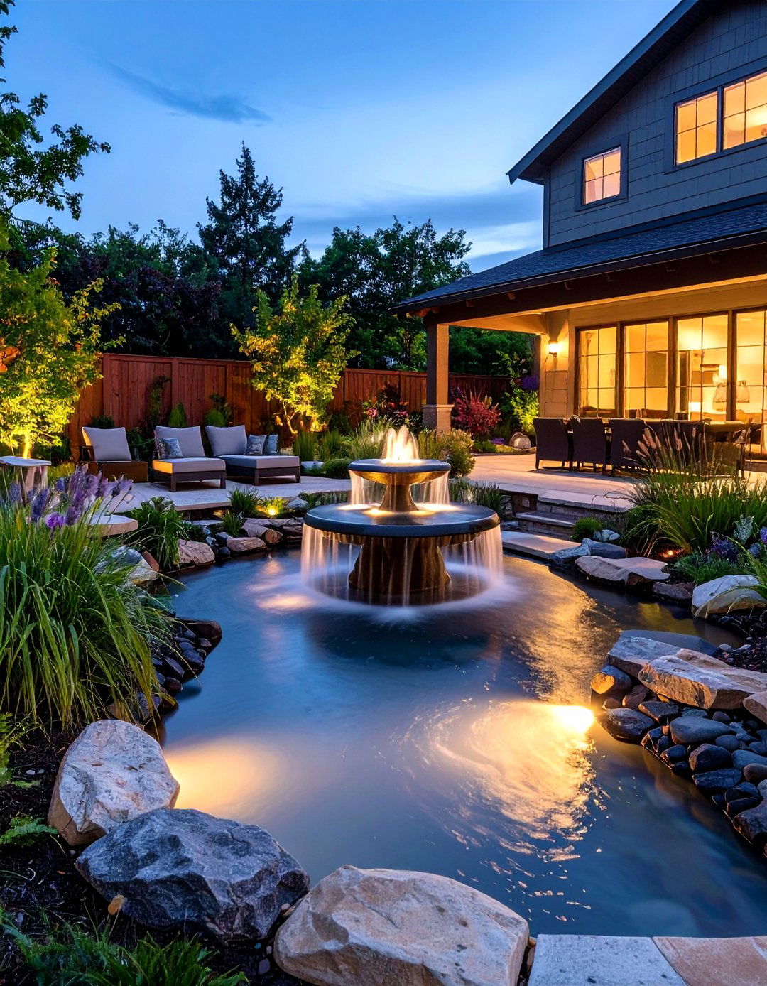 Water Feature Backyard with Aquatic Elements - 24 Backyard Ideas
