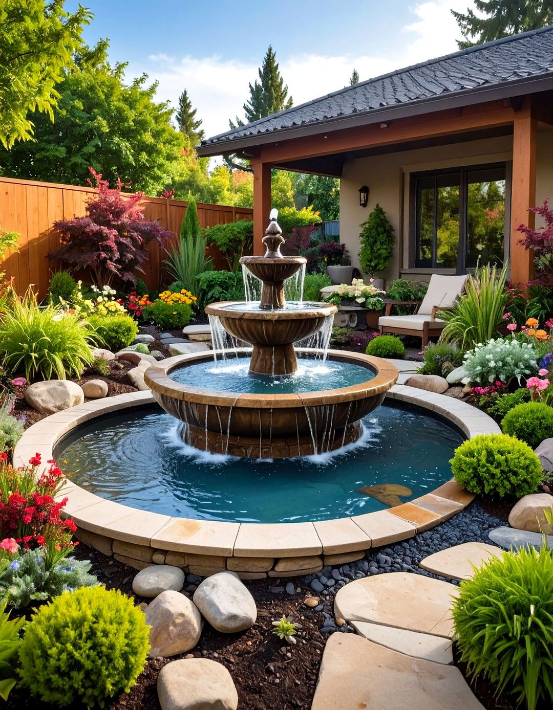 Water Feature Bubbler Gardens - 24 Garden Centerpiece Ideas