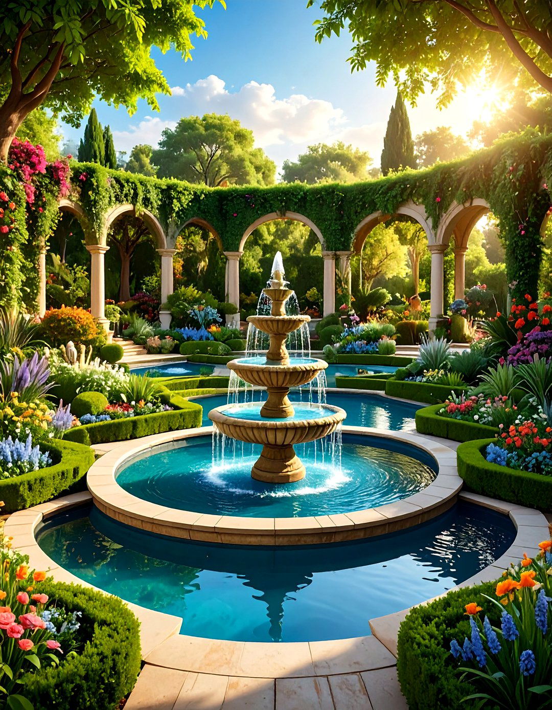 Water Feature Central Parterre Design - 24 Parterre Garden Ideas