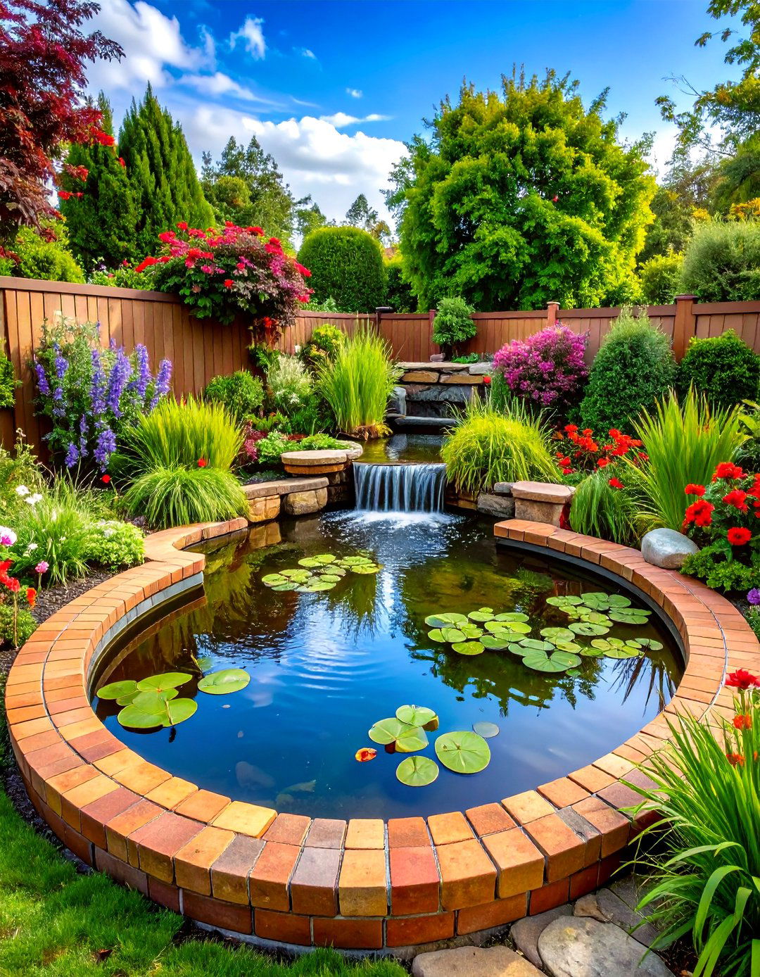 Water Feature Integration - 24 Brick Landscaping Ideas