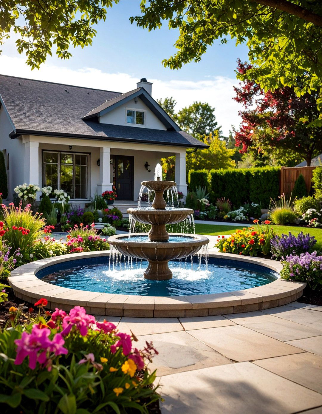 Water Feature Integration - 24 Driveway Landscape Ideas