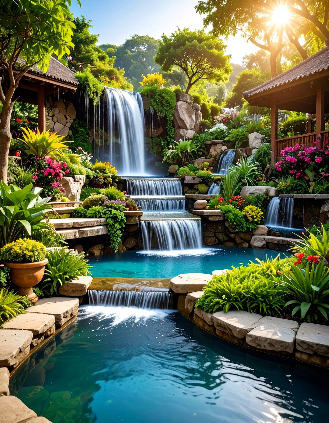 Water Feature Integration Levels - 24 Terraced Garden Ideas