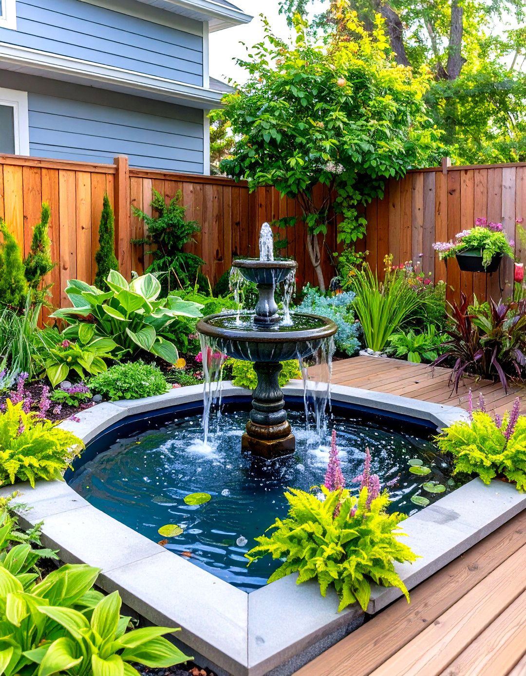 Water Feature Plant Integration - 24 Deck Decorating Ideas With Plant