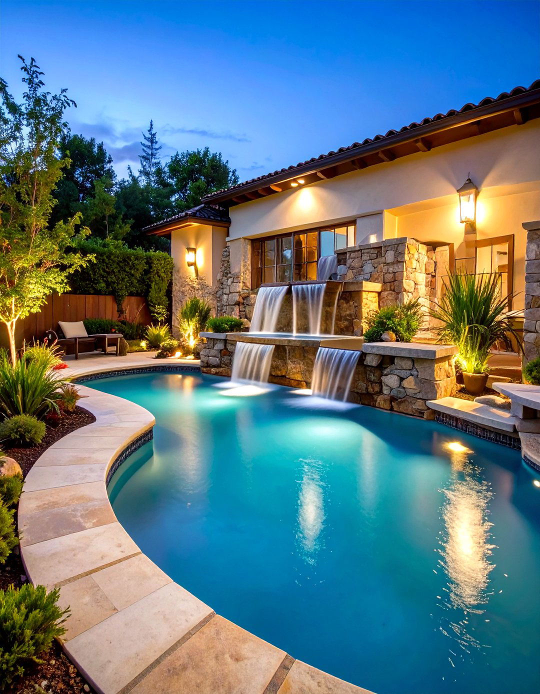 Water Feature Privacy Wall - 24 Pool Privacy Ideas