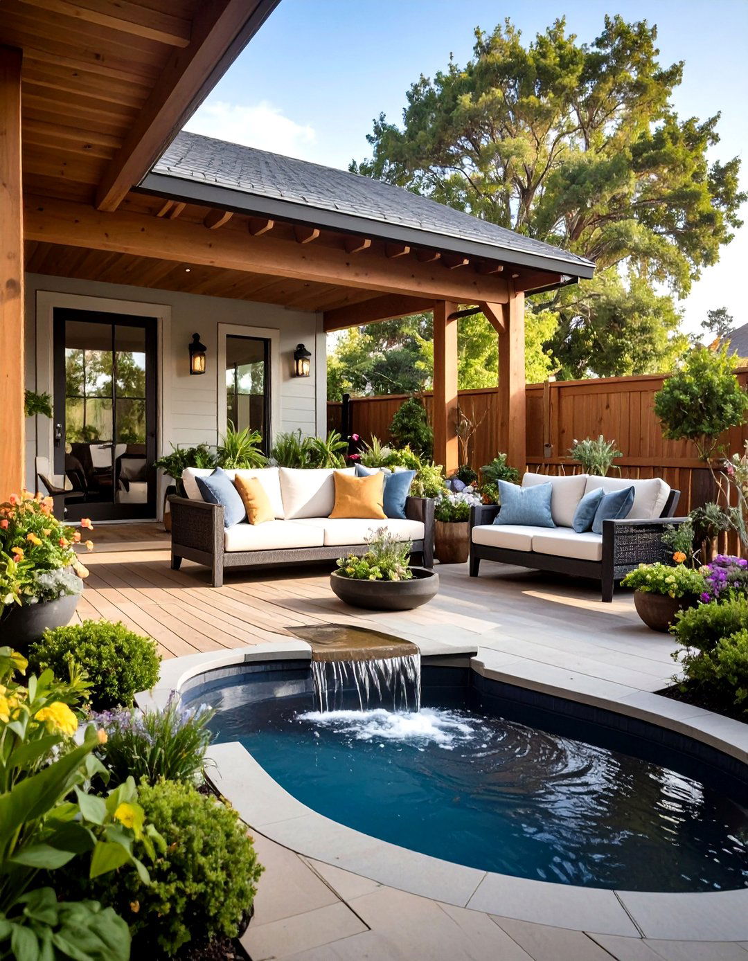 Water Feature Side Porch - 24 Side Porch Ideas