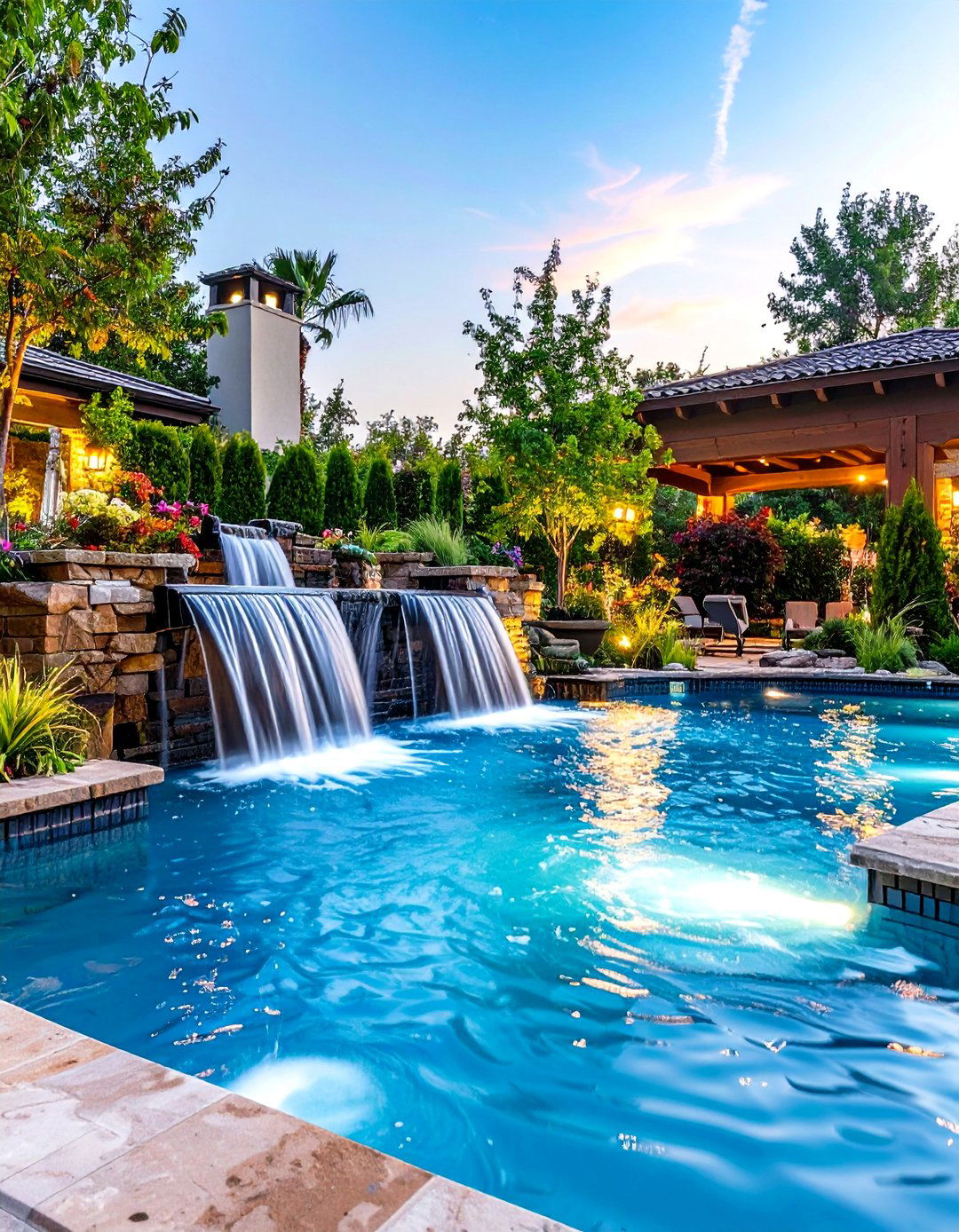 Water Feature Spectacular Pool - 24 Semi Inground Pool Ideas