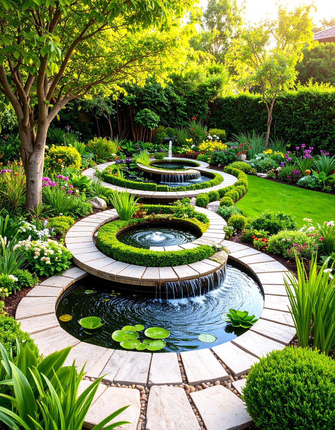 Water Feature Spiral Gardens - 24 Spiral Garden Design Ideas