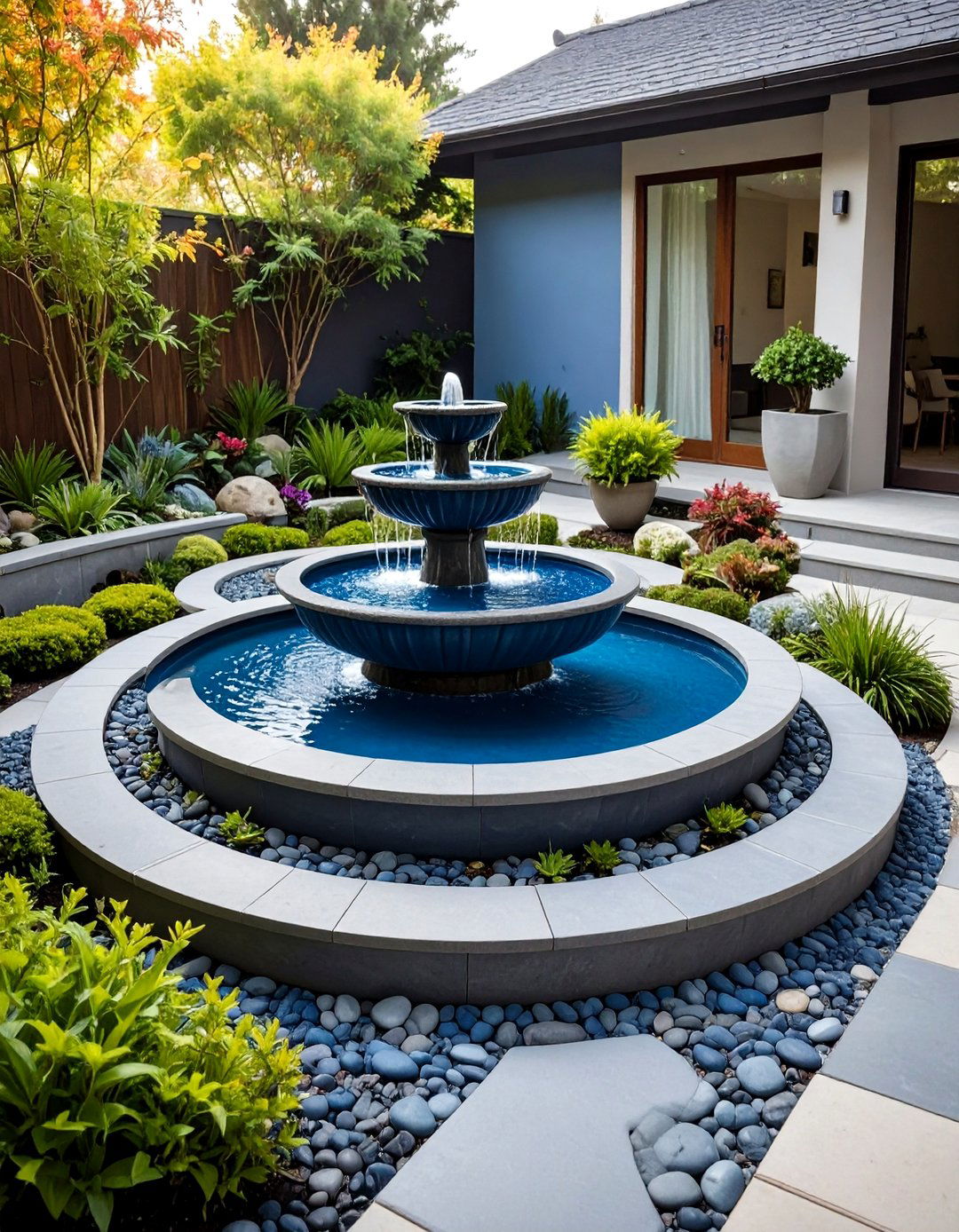 Water Feature Surround Design - 24 cobblestone patio ideas
