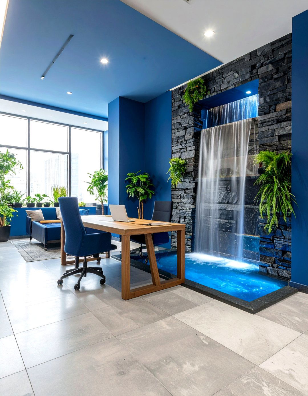 Water Feature Tranquility Element - 24 Green Home Office Ideas