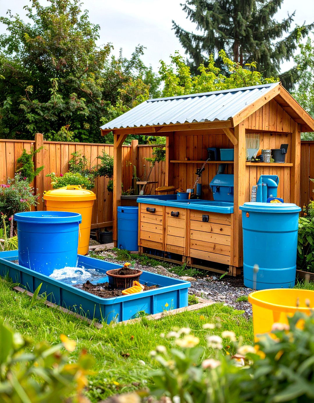 Water Play Focus Station - 24 Mud Kitchen Ideas for Kids