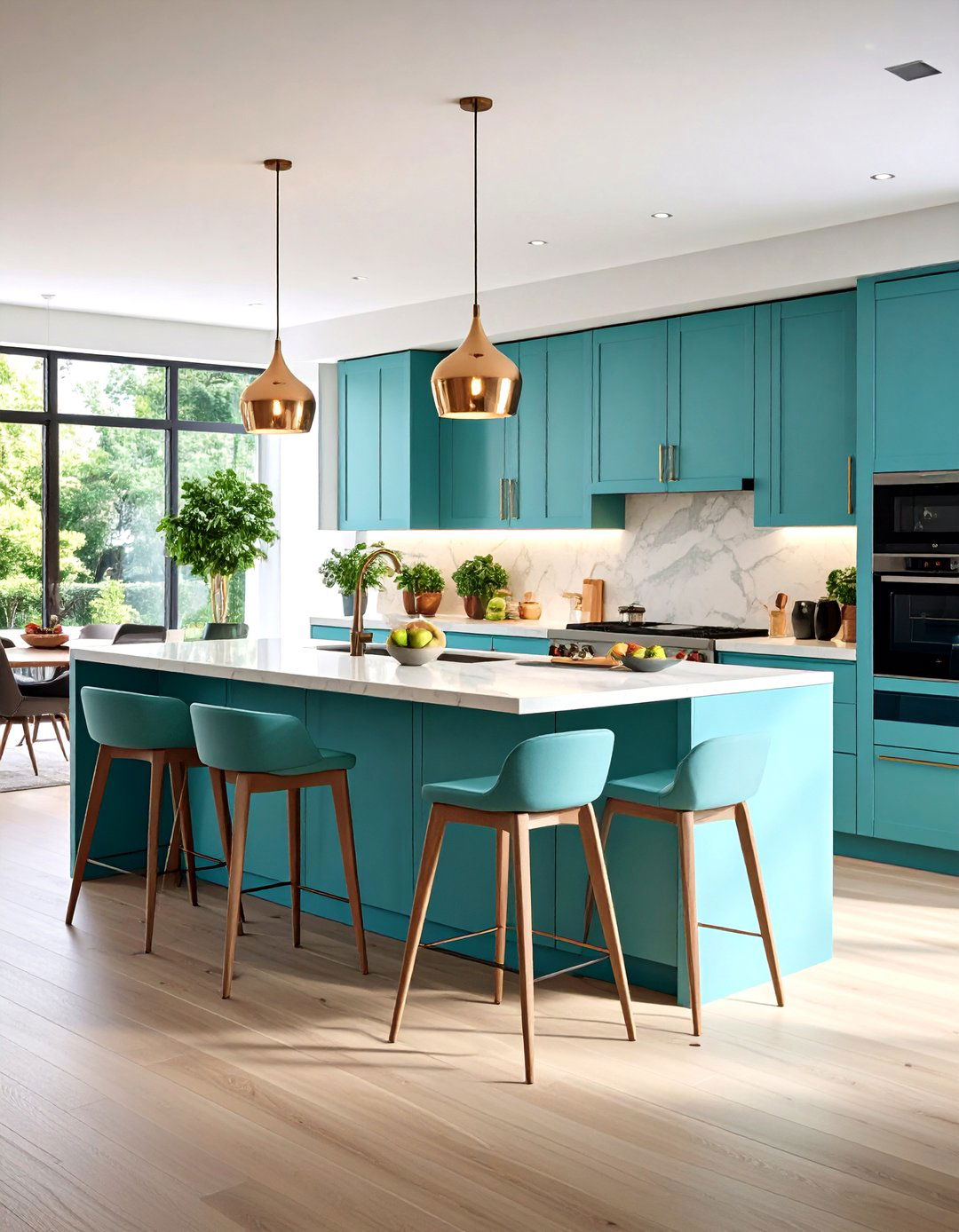 Waterfall Island with Integrated Seating - 24 Waterfall Kitchen Island Ideas