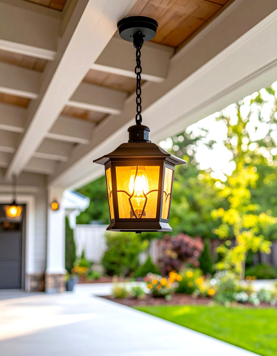 Weather Resistant Lantern Pendant Lighting - 24 Exterior Garage Lighting Ideas