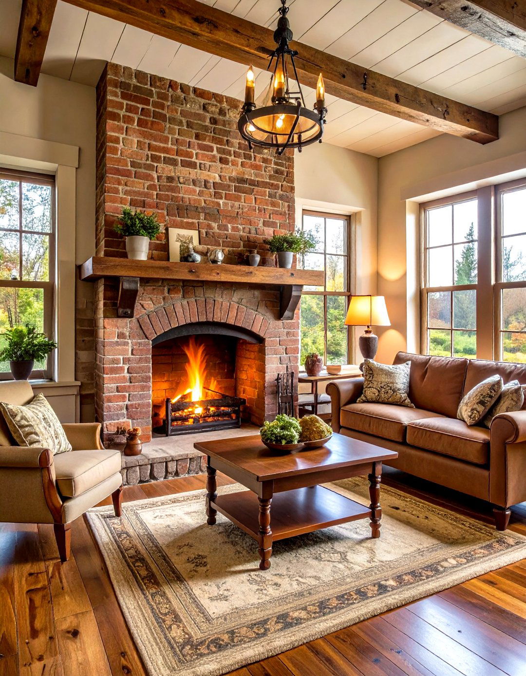 Weathered Brick Country Fireplace - 24 Rustic Fireplaces