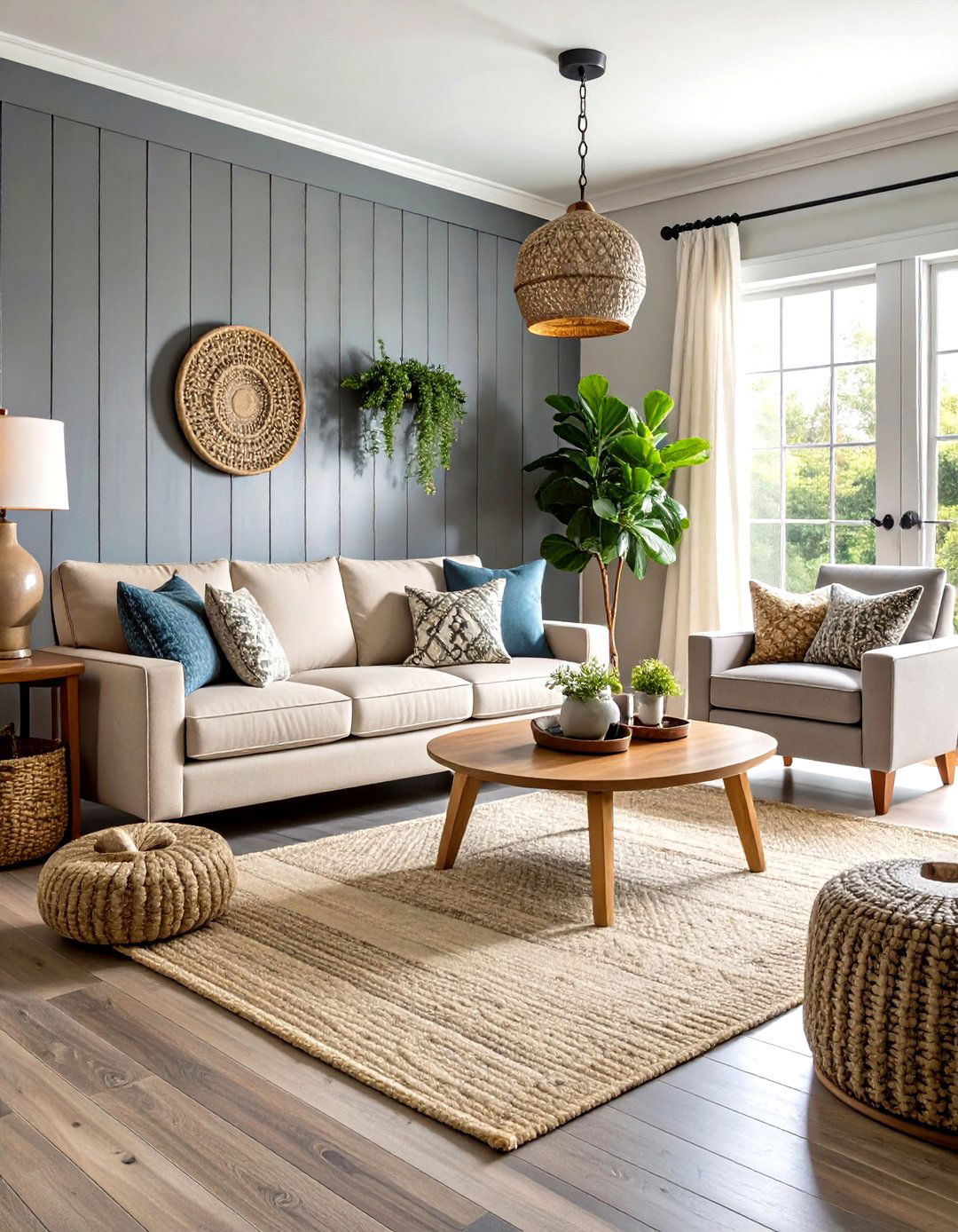 Weathered Gray Shiplap Accent - 24 Shiplap Living Room Ideas