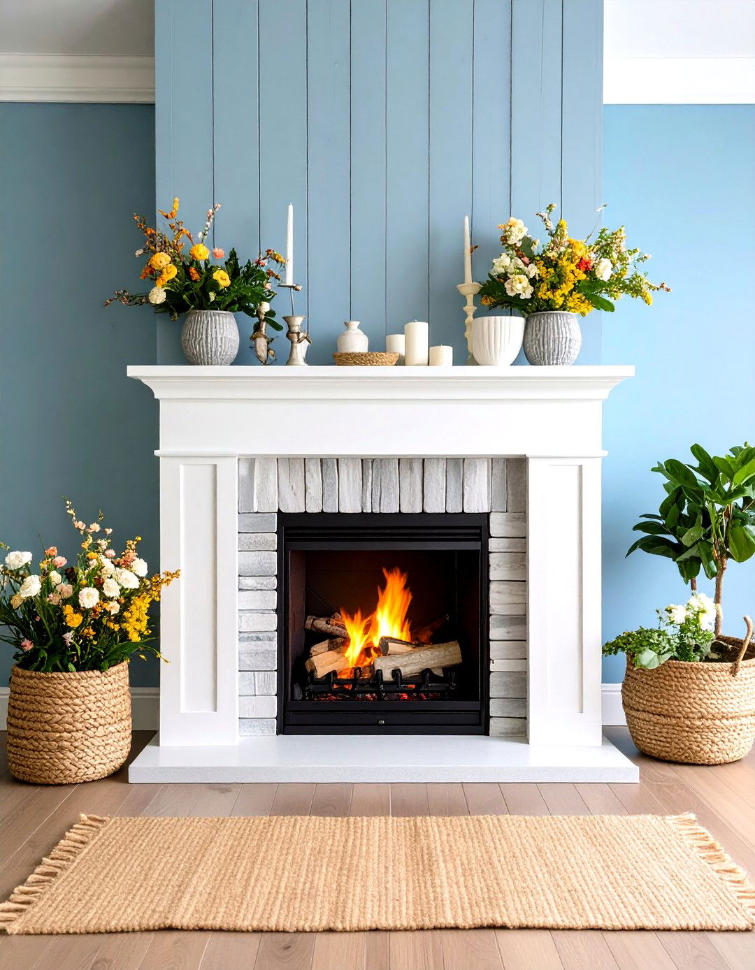 Weathered Gray Shiplap Fireplace with Coastal Vibes - 24 Shiplap Fireplace Ideas