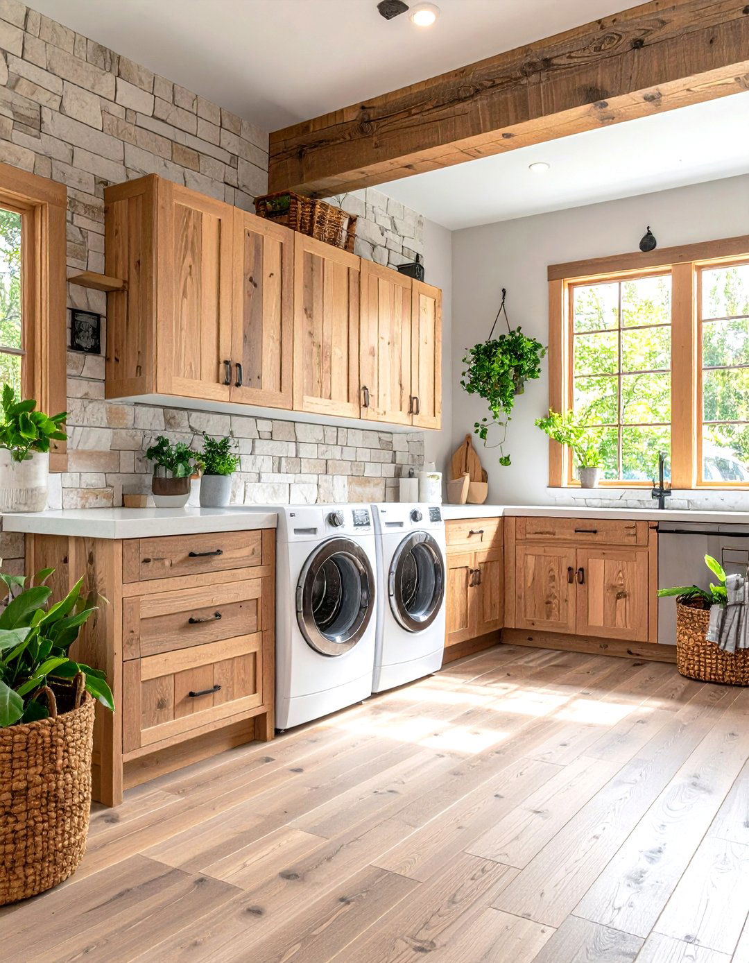 Weathered Shiplap with Natural Finishes - 24 Shiplap Laundry Room Ideas