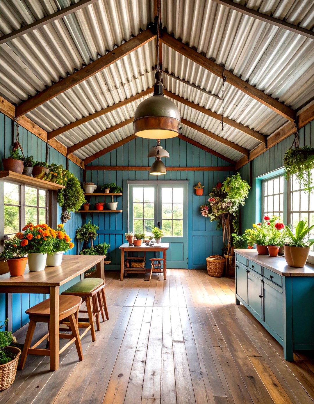 Weathered Tin Panel Ceilings - 24 Rustic Ceiling Ideas