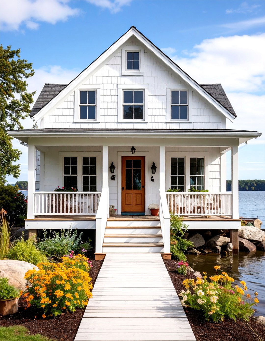 Weathered White Coastal Charm - 24 Lake House Exterior Colors Ideas