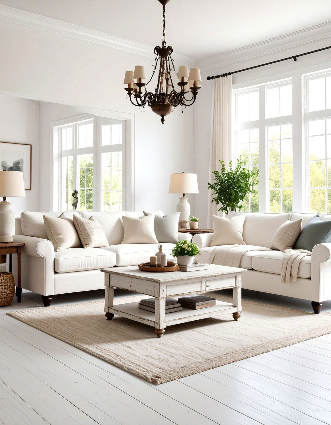 Weathered White Elegance Living Room - 24 Shabby-chic Style Living Room Ideas