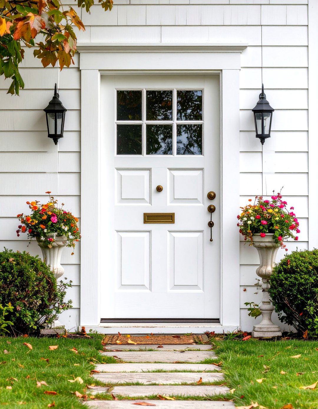 Weathered White Farmhouse Classic - 24 Farmhouse Front Door Ideas