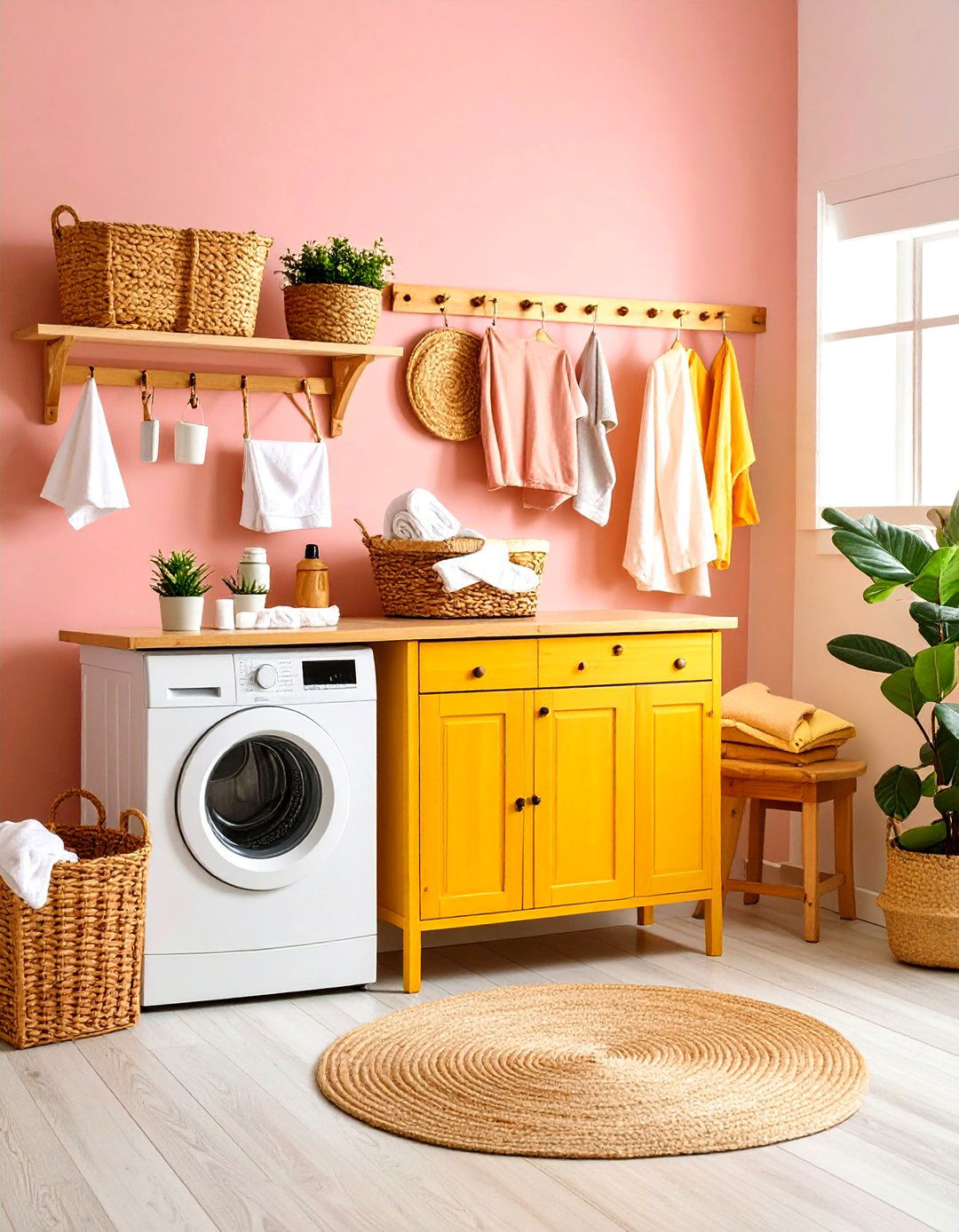 Weathered Wood Peg Rail System - 24 Vintage Laundry Room Decor Ideas