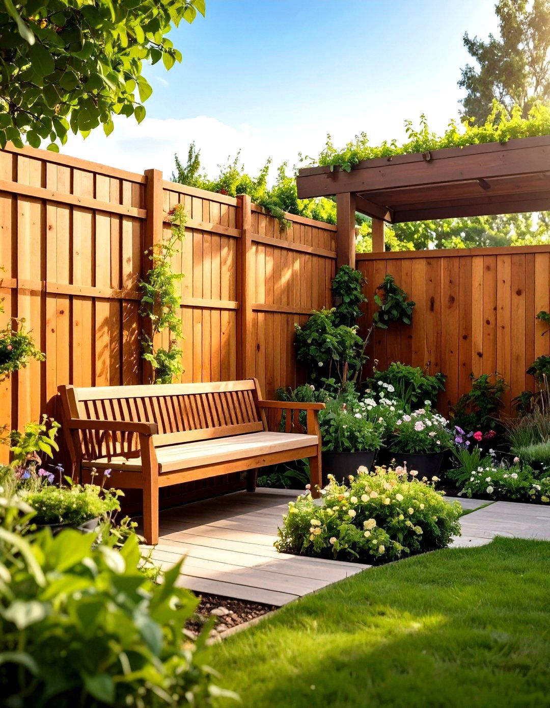 Weathered Wood Privacy Fence Farmhouse Patio Boundary - 24 Farmhouse Patio Ideas