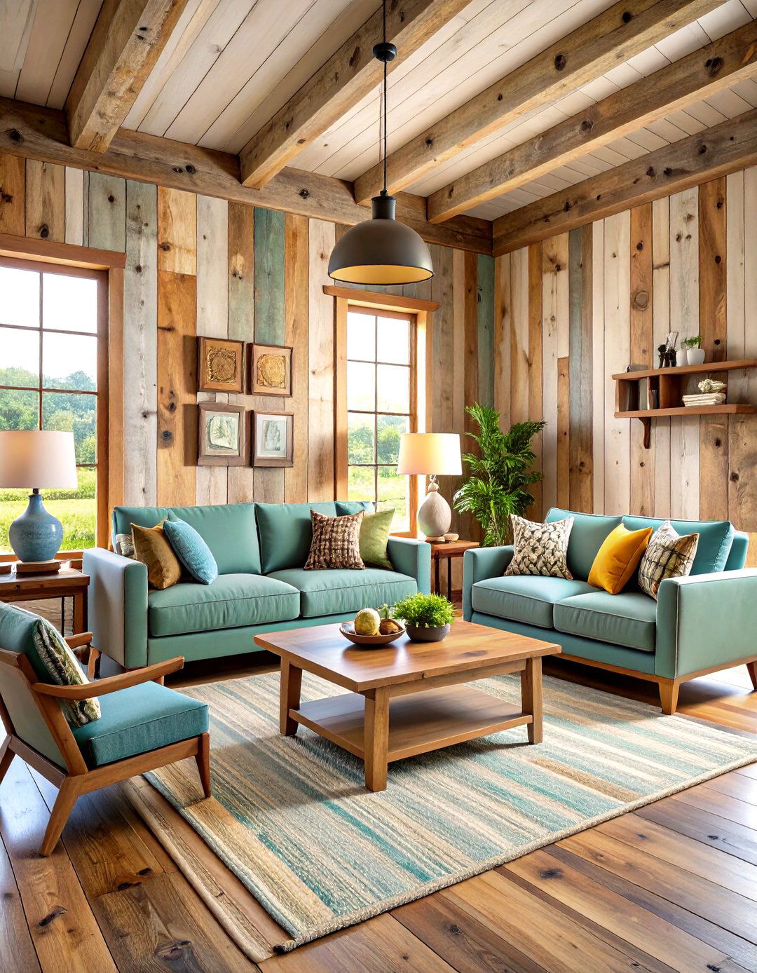 Weathered Wood Wall Treatments - 24 Farmhouse Living Room Ideas