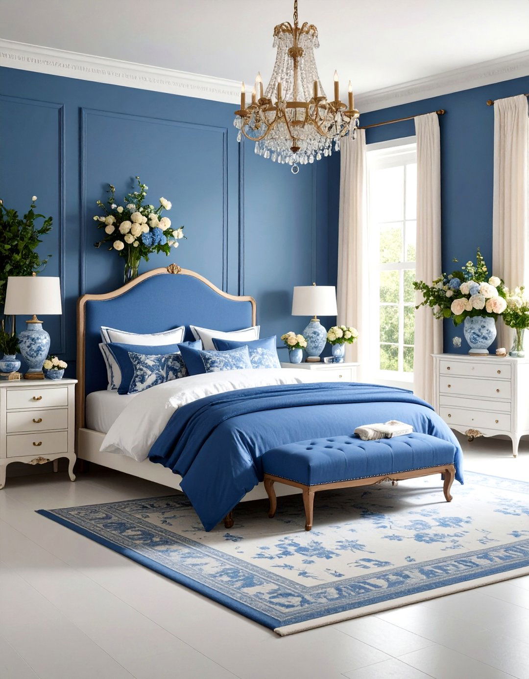 Wedgwood Blue Bedroom with English Garden Romance - 24 Blue Bedroom Ideas