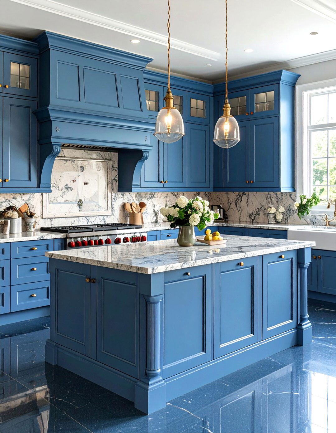 Wedgwood Blue Granite Heritage Kitchen - 24 kitchens with blue countertops