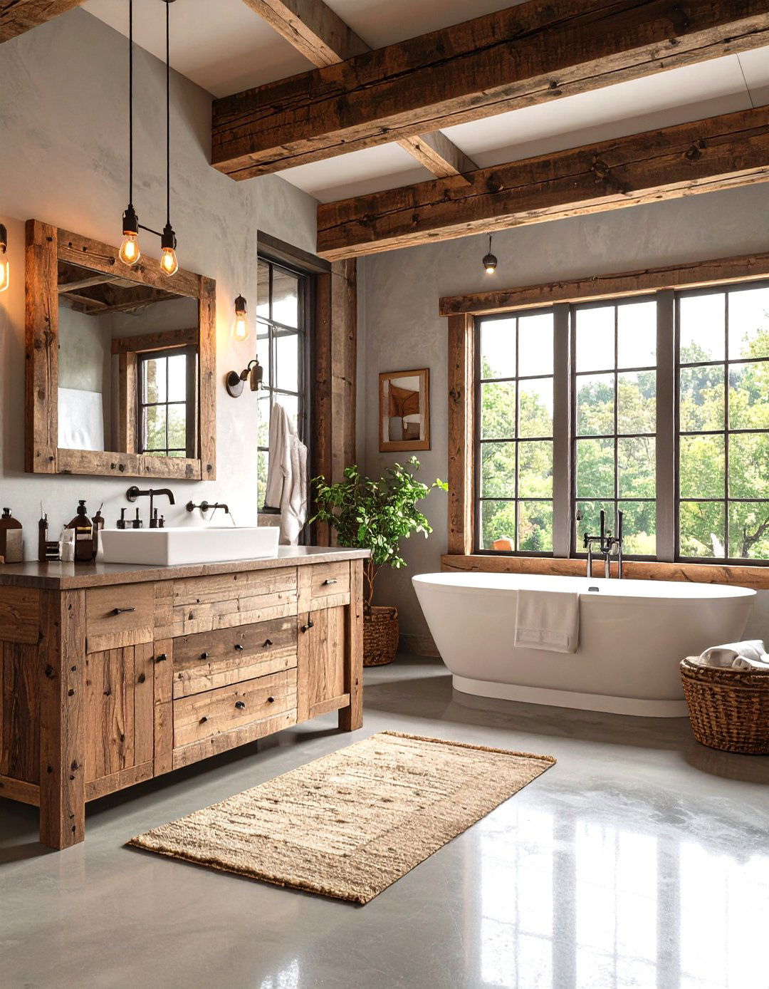 Western Bathroom with Reclaimed Railroad Timber and Industrial Elements - 24 Western Bathroom Ideas