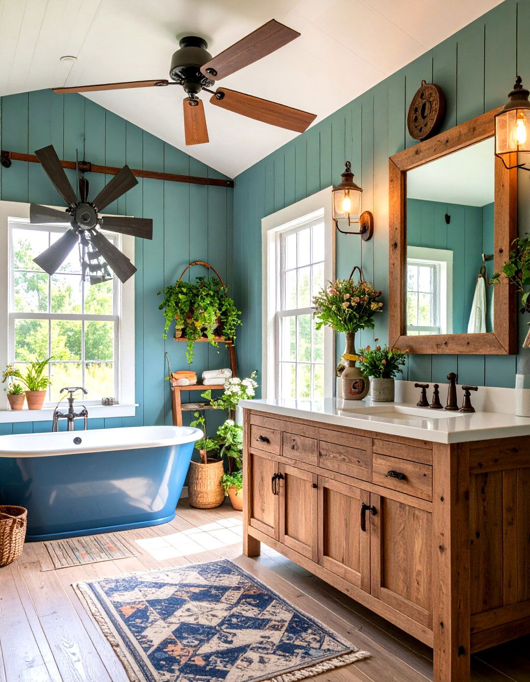 Western Bathroom with Wind Mill and Homestead Farm Elements - 24 Western Bathroom Ideas