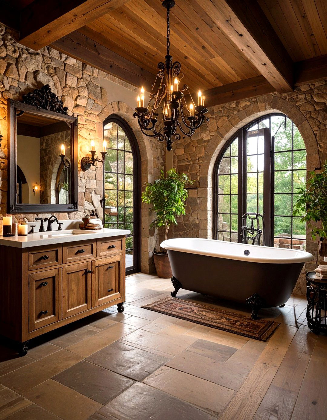 Western Bathroom with Wrought Iron and Gothic Revival Elements - 24 Western Bathroom Ideas