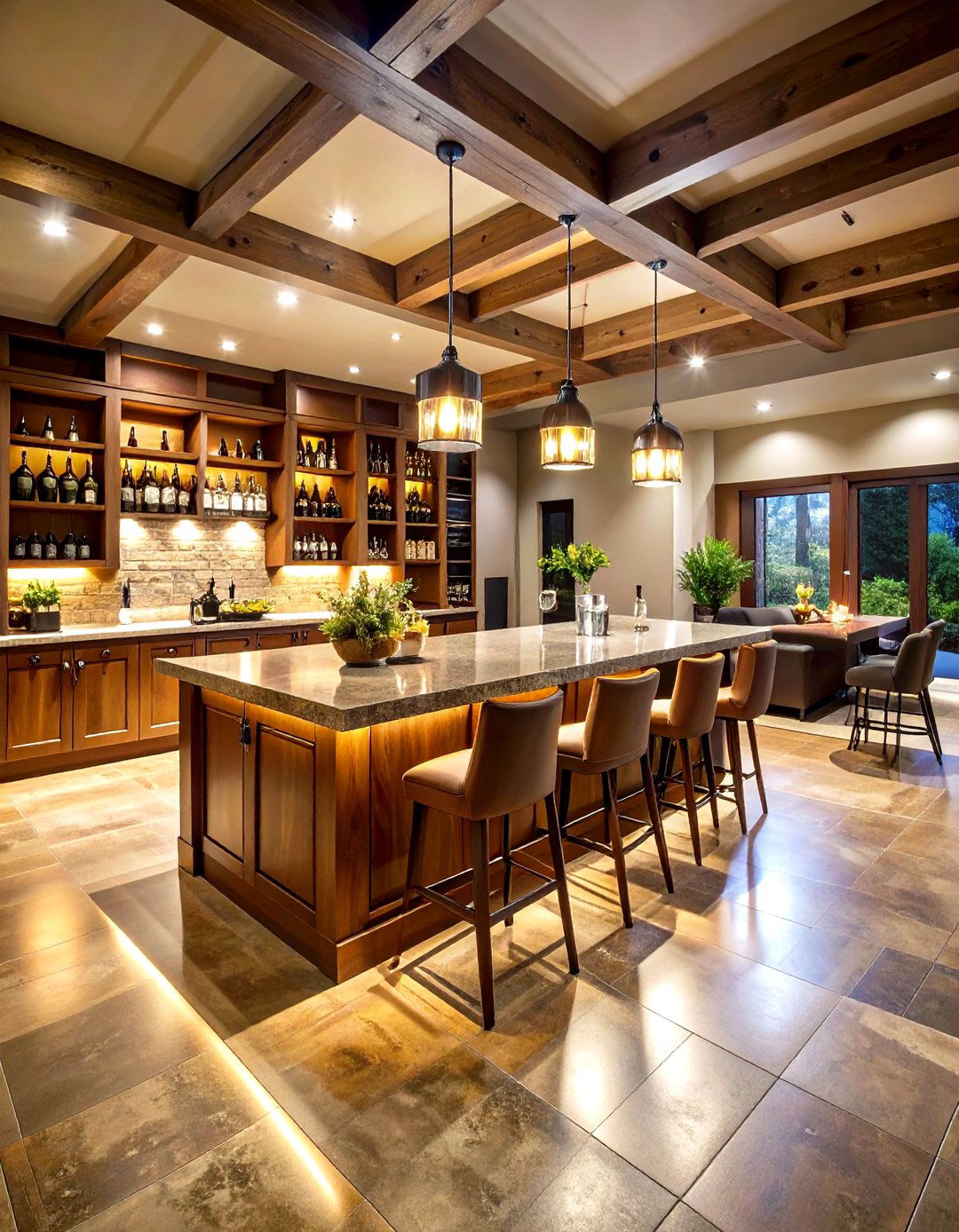 Wet Bar Basement with Entertainment Features - 24 Basement Ideas