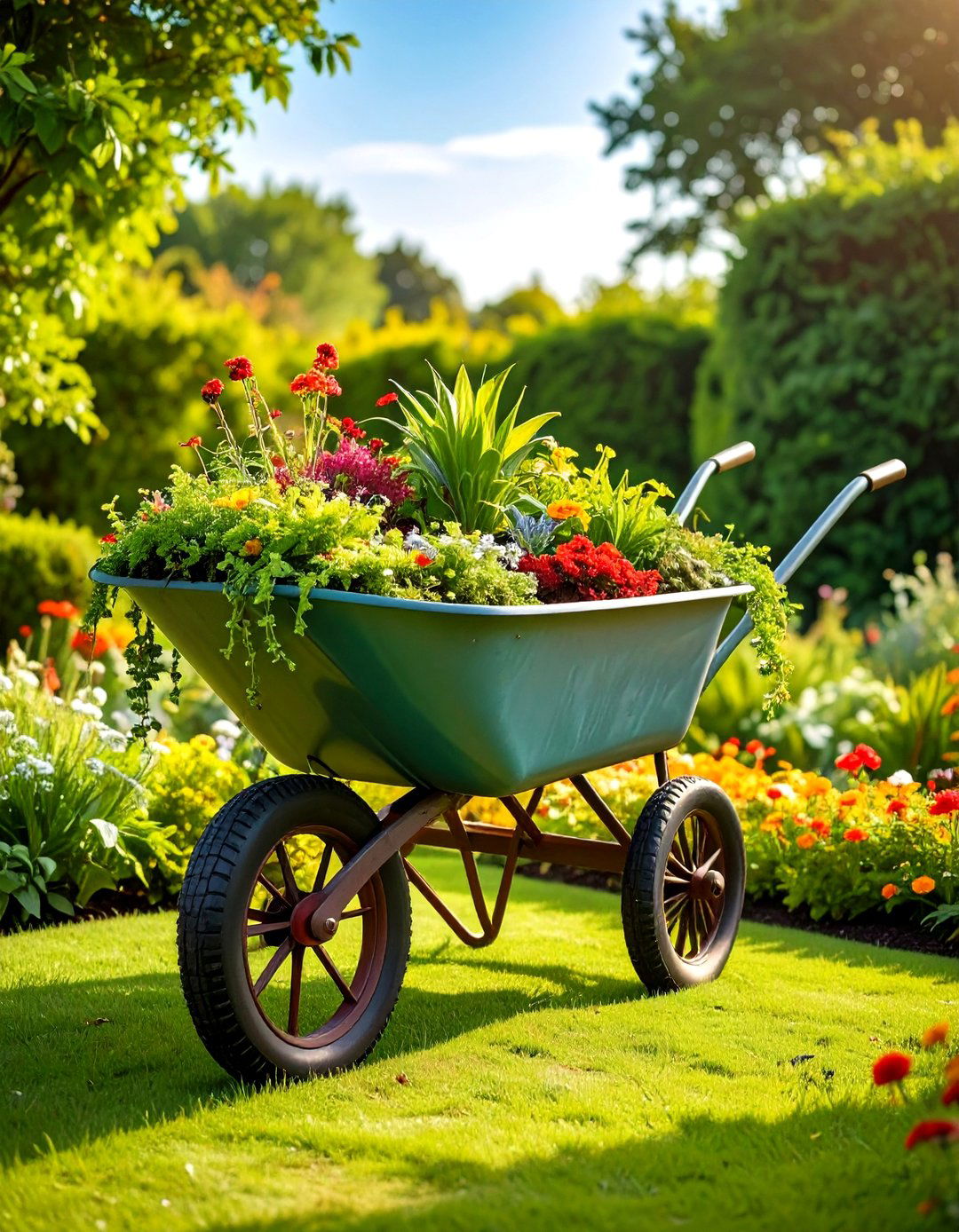 Wheelbarrow Artistic Sculpture Installation - 24 Old Wheelbarrow Ideas