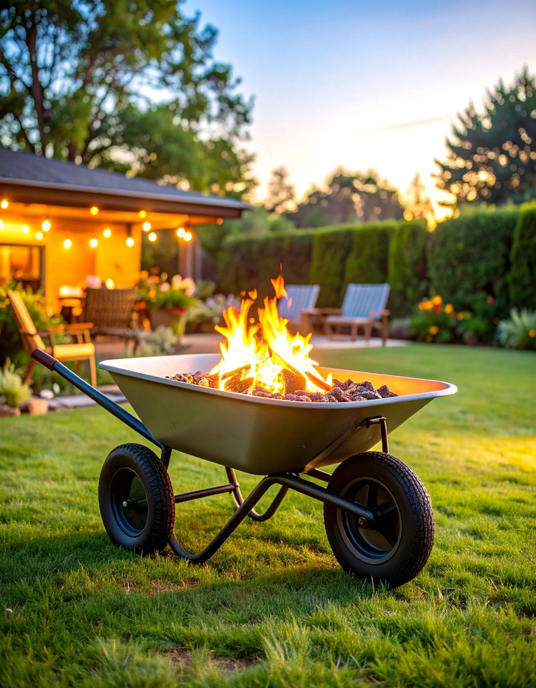 Wheelbarrow Fire Pit Station - 24 Old Wheelbarrow Ideas