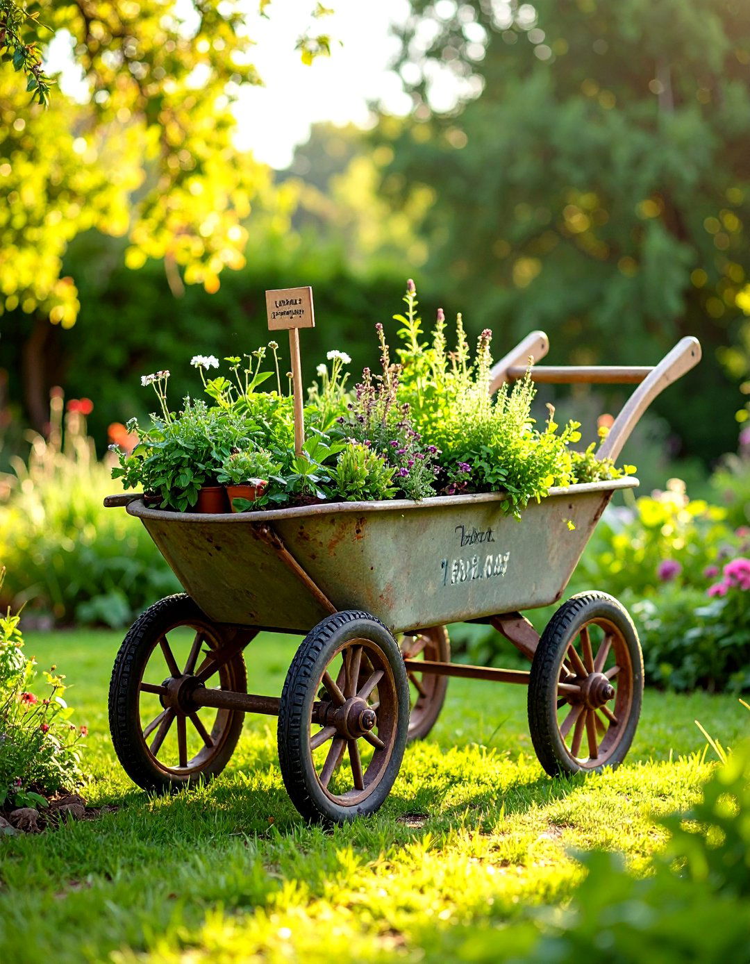 Wheelbarrow Herb Garden Station - 24 Old Wheelbarrow Ideas