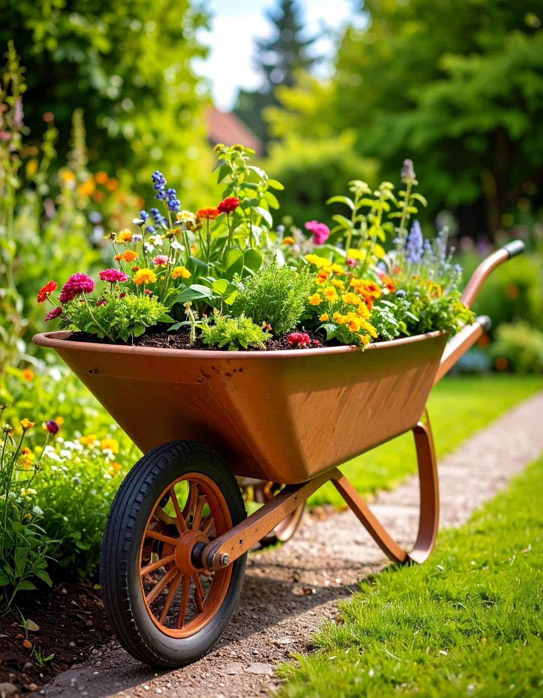 Wheelbarrow Mobile Herb Garden - 24 Herb Garden Ideas