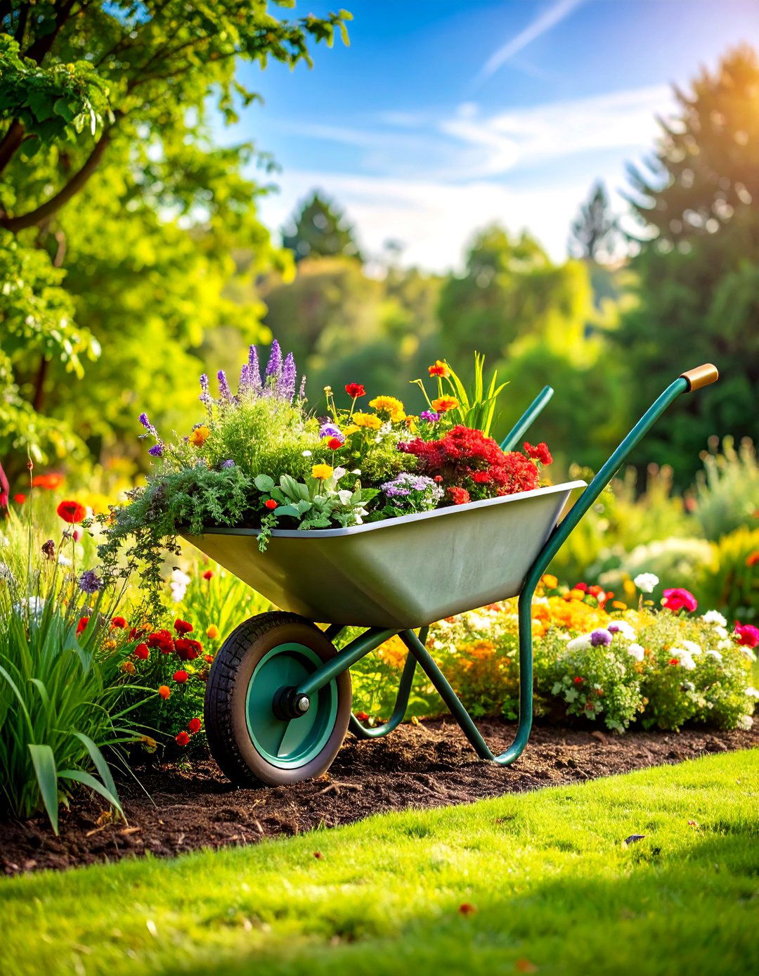 Wheelbarrow Spilled Garden Design - 24 Old Wheelbarrow Ideas