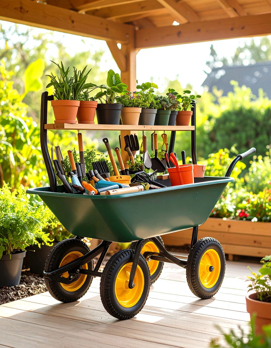 Wheelbarrow Tool Organization Station - 24 Old Wheelbarrow Ideas
