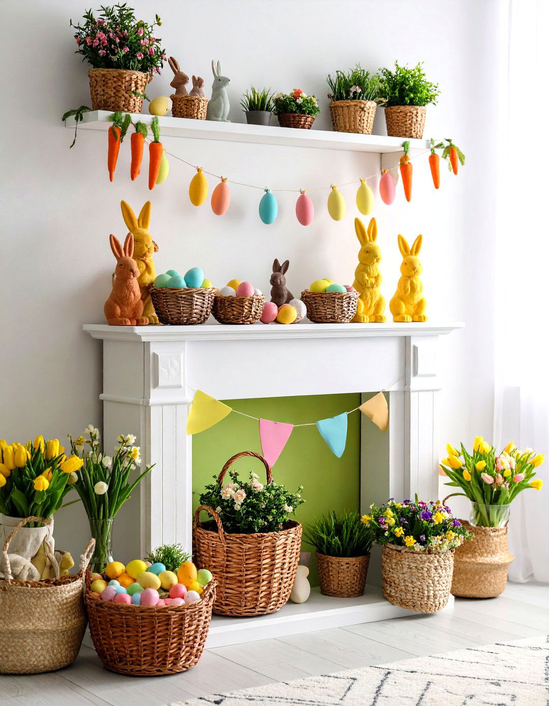 Whimsical Easter Bunny - 24 Spring Mantel Decor Ideas