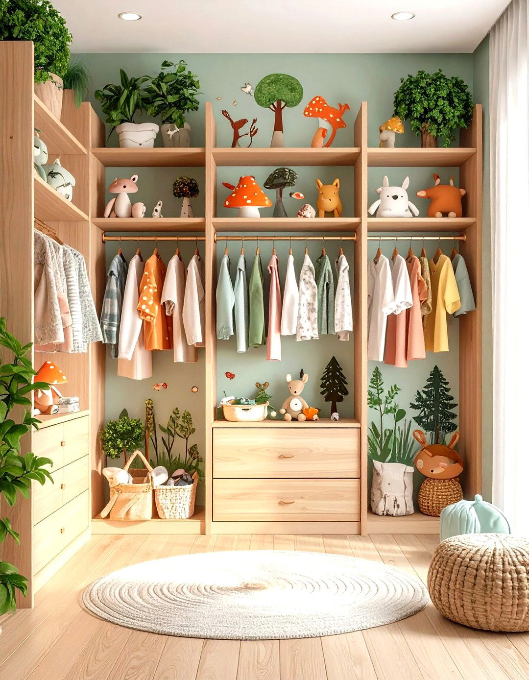 Whimsical Woodland Closet with Forest Creatures - 24 Closet Wallpaper Ideas