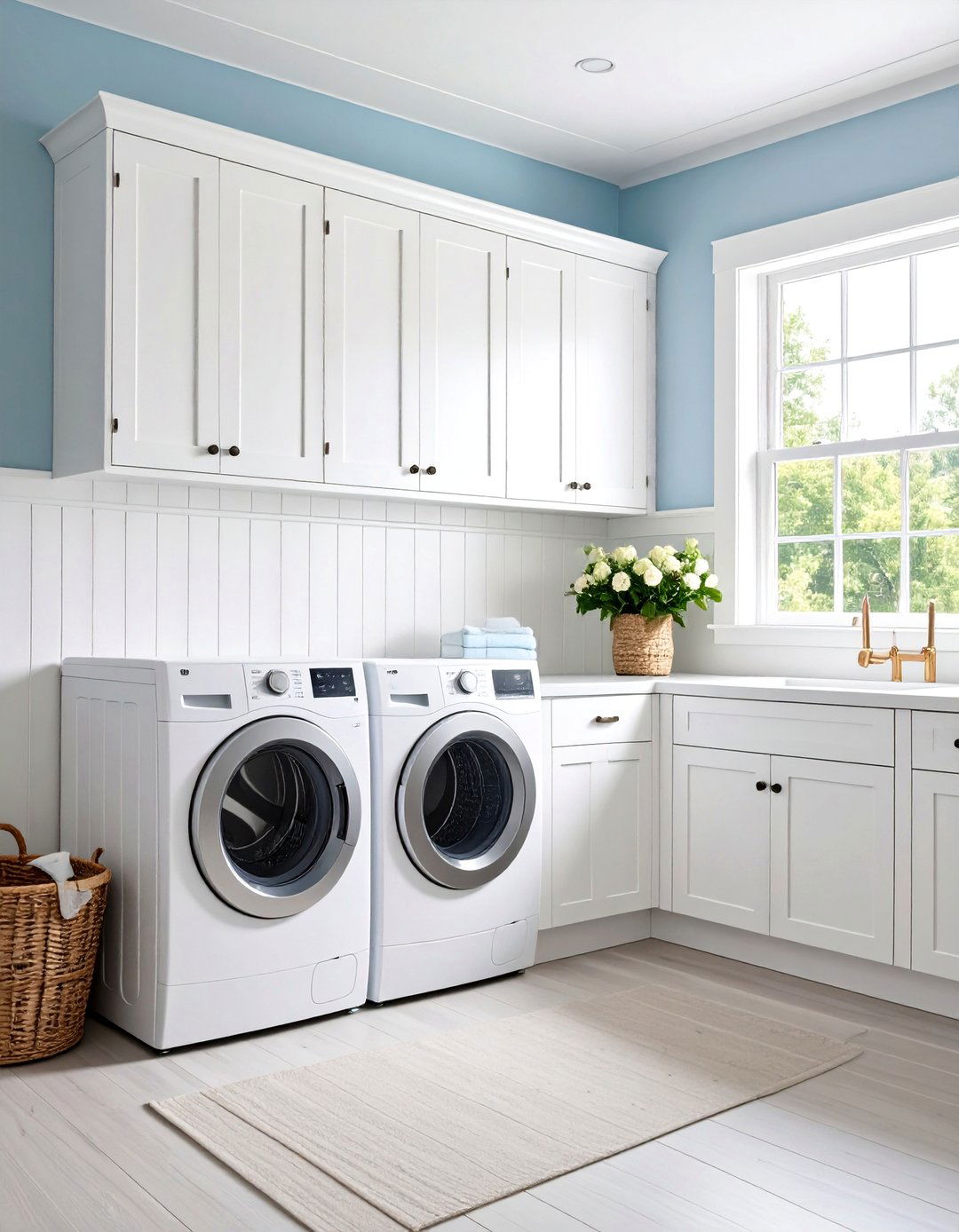 White Beadboard Wainscoting Design - 24 White Laundry Room Ideas