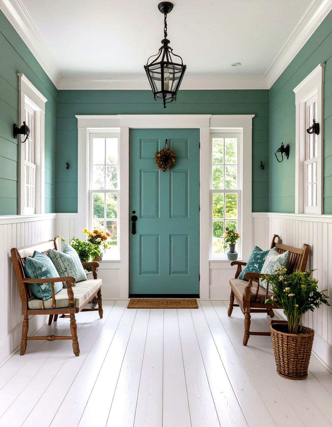 White Beadboard Wainscoting Design - 24 Farmhouse Entryway Ideas