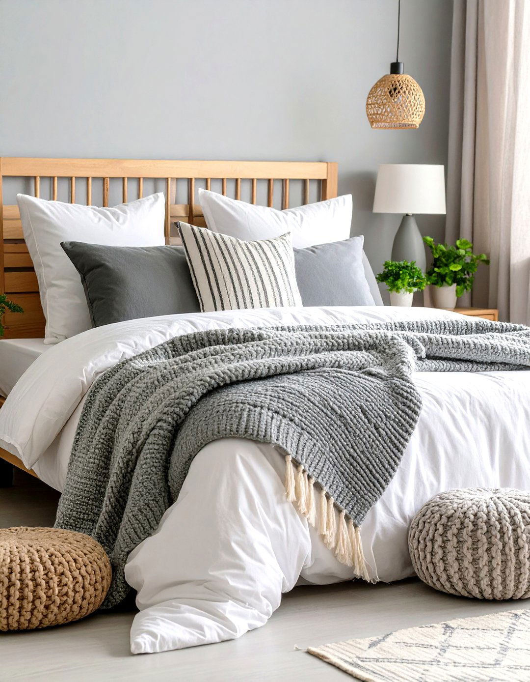 White Bedding Grey Accent Pillows Styling - 24 Grey and White Bedroom Ideas