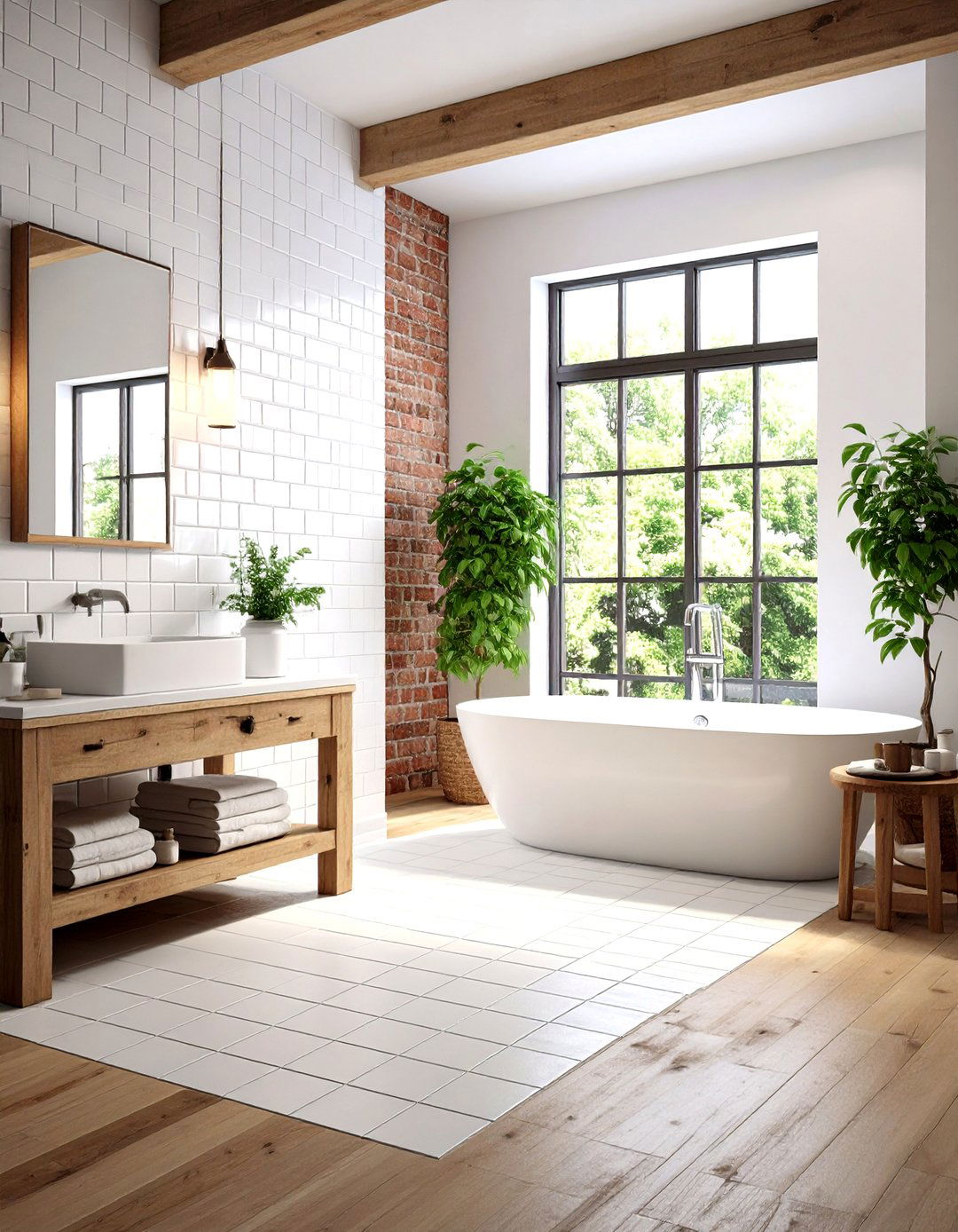 White Brick Pattern Ceramic Tiles - 24 White Tile Bathroom Ideas