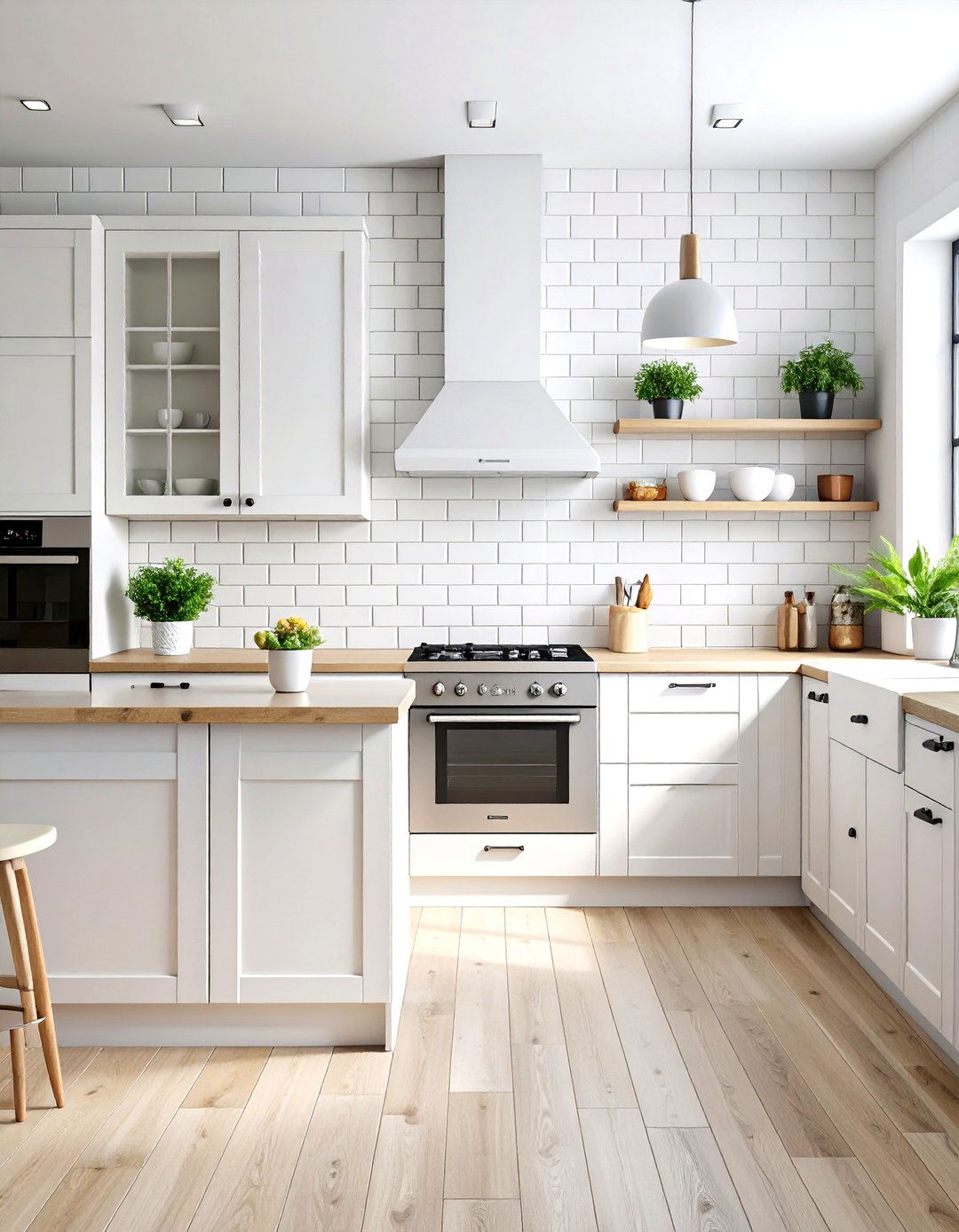 White Brick Pattern Tiles - 24 White Kitchen Backsplash Ideas