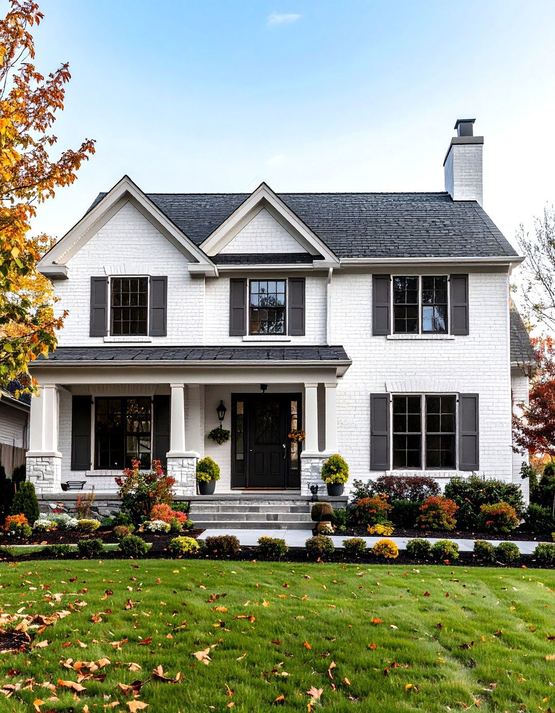 White Brick with Soft Gray Trim - 24 Exterior Brick and Paint Color Combinations