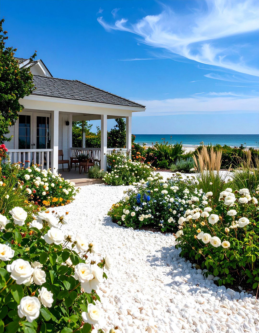 White Coastal Garden Salt Tolerant Design - 24 White Garden Design Ideas