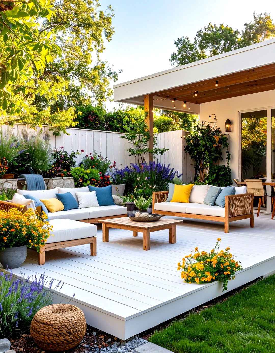 White Deck with Natural Elements - 24 White Deck Ideas