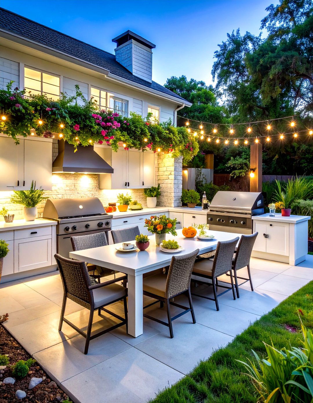 White Deck with Outdoor Kitchen - 24 White Deck Ideas